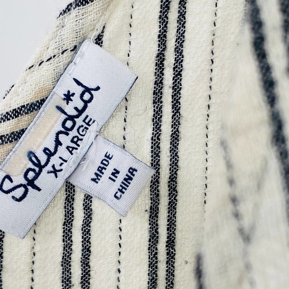 Splendid Tie Waist Midi Dress Asymmetrical Hem Size Extra Large Cream Black - Picture 8 of 10